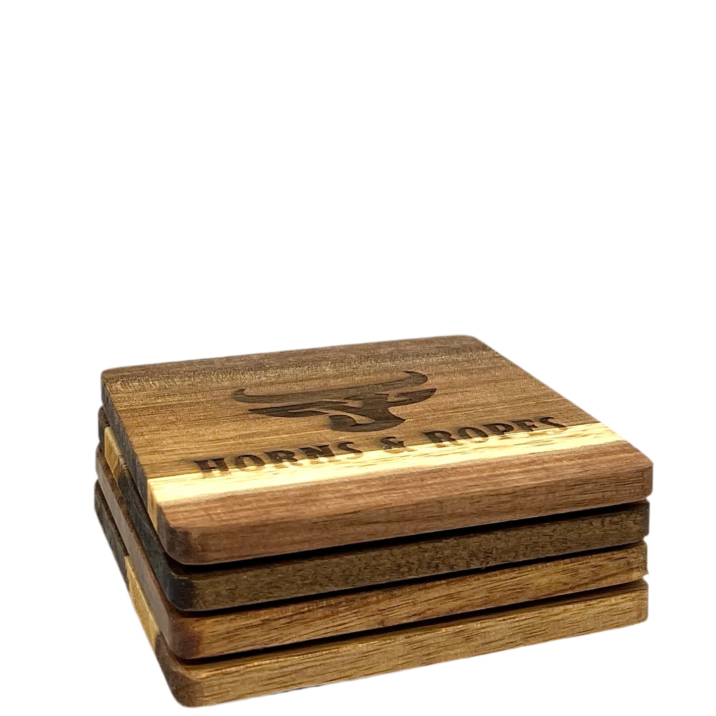 Horns & Ropes Wood Coasters