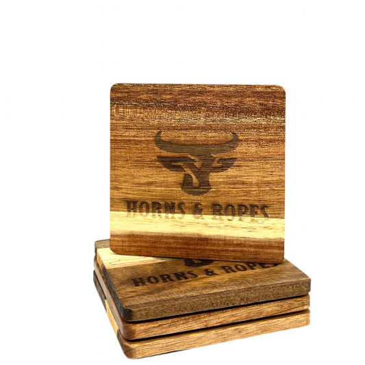 Horns & Ropes Wood Coasters